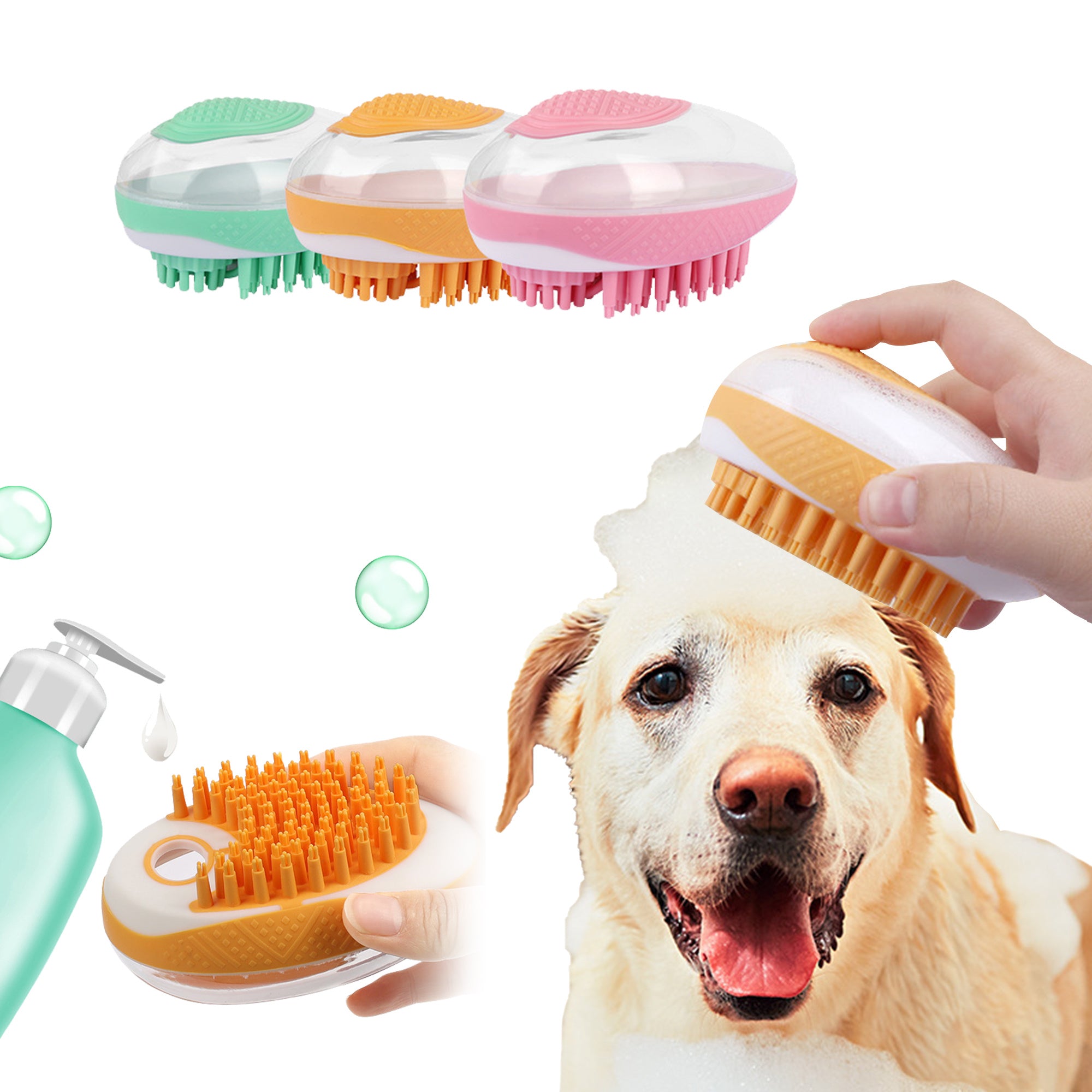 Dog & Cat Shower Brush – Gentle Silicone Comb for Bathing & Grooming